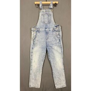 Old Navy Bib Overalls Jeans Women 14 Blue Denim Light Wash Straight Work